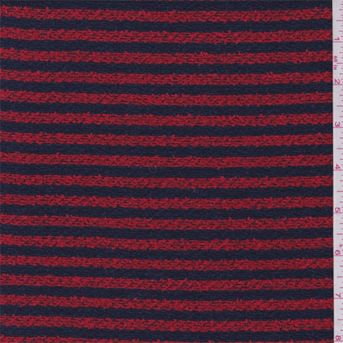 Bright Red/Navy Stripe Boucle