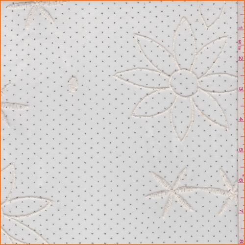 Ecru Embroidered Floral Stretch Mesh