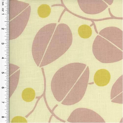 Designer Cotton Yellow/Pink Leaf Print Home Decorating Fabric DFW51295