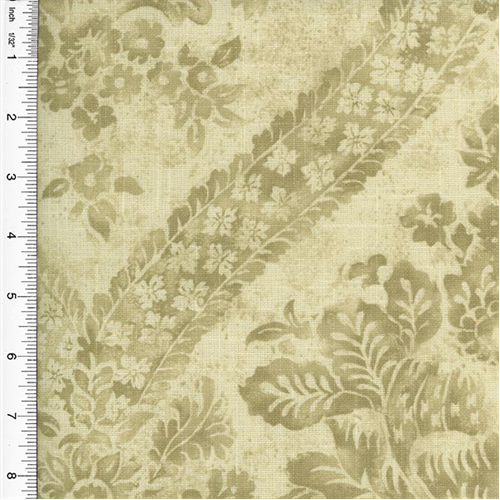 Designer Cotton Beige/Ivory Floral Ogee Print Beige Home Decorating Fabric DFW51304