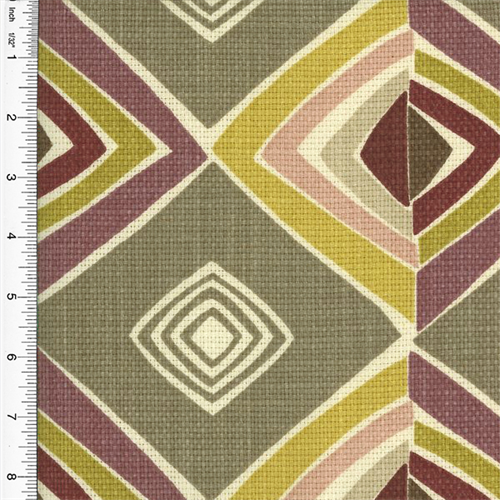 Designer Cotton Gray Multicolor Diamond Print Home Decorating Fabric