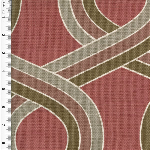 Designer Cotton Red/Brown Ogee Print Home Decorating Fabric