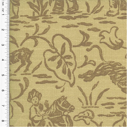 Designer Cotton Brown/Beige Hunt Print Home Decorating Fabric DFW51317