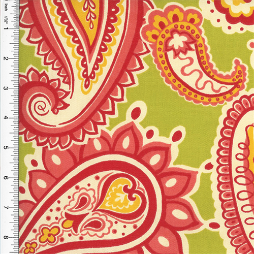 Designer Cotton Green/Pink Paisley Print Decorating Fabric