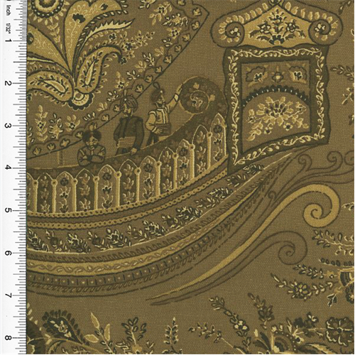 Designer Cotton Brown/Beige Paisley Ship Print Home Decorating Fabric DFW51336