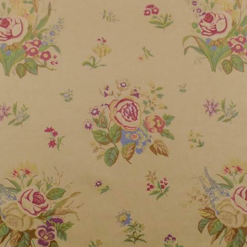 Designer Cotton Beige Multi Floral Print Decorating Fabric