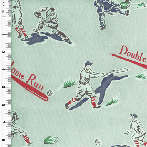 Designer Cotton Gray Multi Baseball Print Decorating Fabric DFW51367