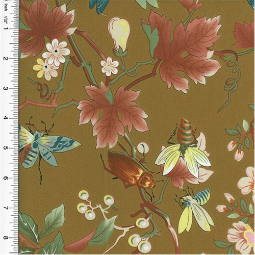 Designer Cotton Brown/Multi Insect Print Decorating Fabric DFW51383