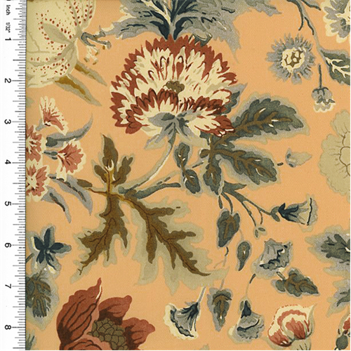 Designer Cotton Peach/Multi Floral Print Decorating Fabric DFW51384