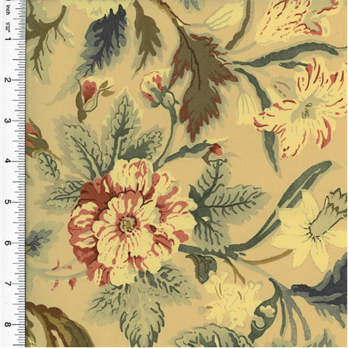 Designer Cotton Beige/Multi Floral Print Decorating Fabric DFW51386