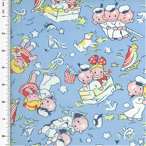 Designer Cotton Blue/Multi Children Print Decorating Fabric DFW51387