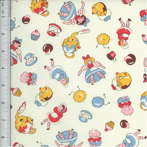 Designer Cotton White/Children Print Decorating Fabric DFW51389