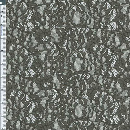 *3 3/8 YD PC--Greyish-green Floral Embroidered Lace