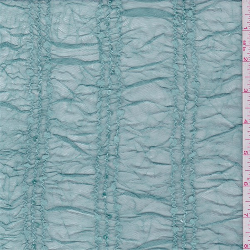 Seafoam Blue Embroidered Stretch Mesh