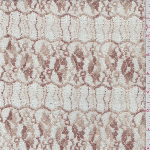 Beige/Bronze Floral Scallop Stretch Lace