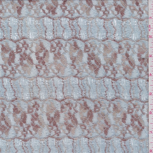 Powder Blue/Bronze Floral Scallop Stretch Lace