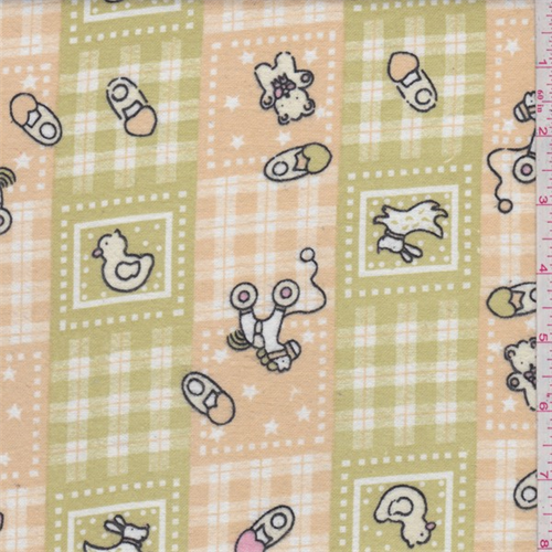 Beige/Avocado Baby Patchwork Print Flannel