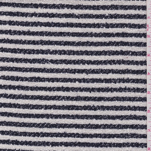 White/Black Stripe Boucle Suiting