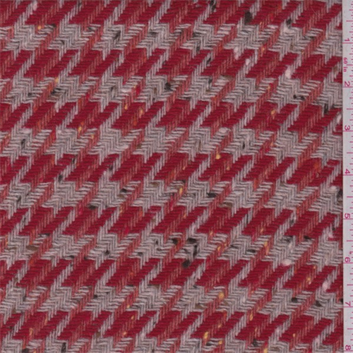 Tan/Red Houndstooth Wool Jacketing