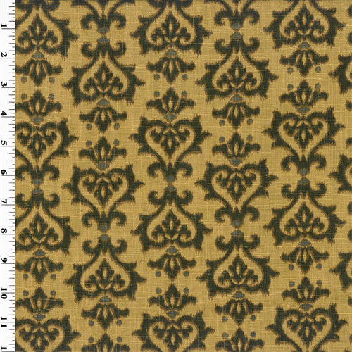 Beige Vintage Linen Black Floral Printed Home Decorating Fabric DFW51404