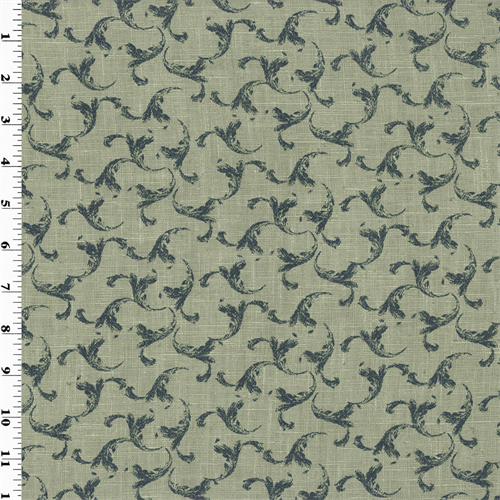 Taupe Green Vintage Linen Navy Blue Printed Home Decorating Fabric DFW51405