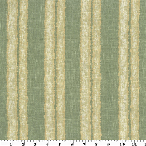 Vintage Linen Green/Beige Printed Stripe Home Decorating Fabric DFW51408