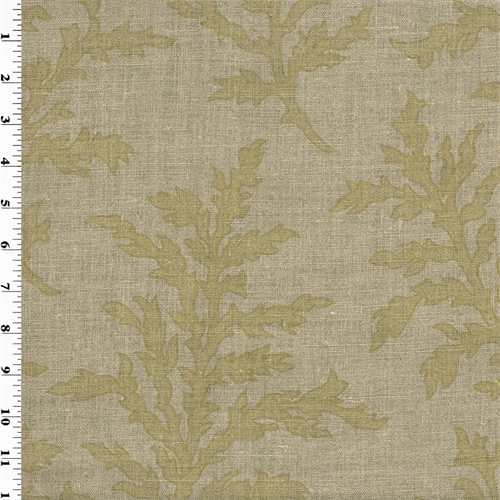 Brown Vintage Linen Yellow Beige Printed Branch Motifs Home Decorating Fabric DFW51412