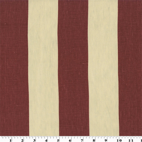 Red Printed Stripe Vintage Linen Home Decorating Fabric DFW51425