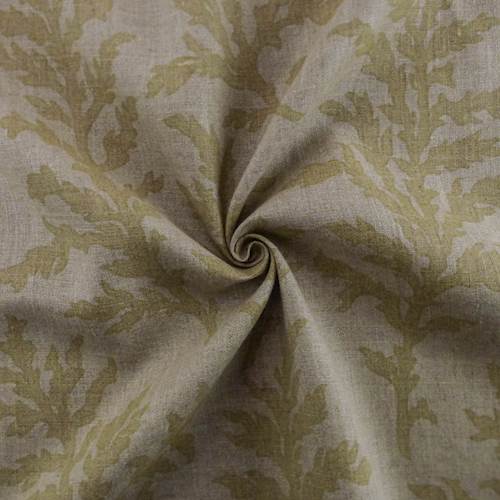 Beige Printed Branch Motif Vintage Linen Home Decorating Fabric