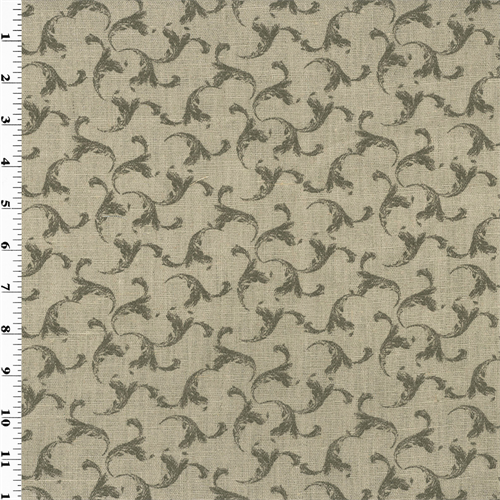 Brown Printed Wisp Motif Vintage Linen Home Decorating Fabric DFW51446