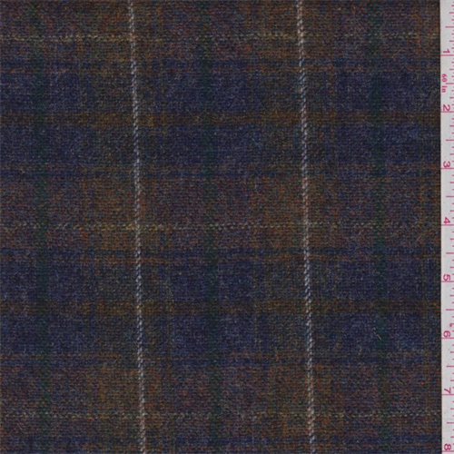 Purple/Gold Plaid Wool Tweed