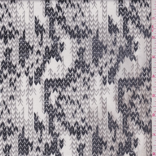 Ivory/Black/Grey Chevron Stretch Sateen