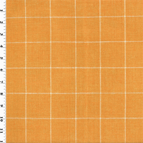 Designer Cotton Mango Orange Windowpane Home Decorating Fabric DFW51459
