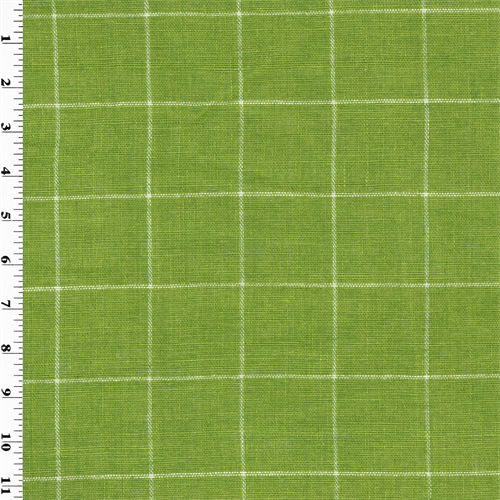Designer Cotton Kiwi Green Windowpane Home Decorating Fabric DFW51464