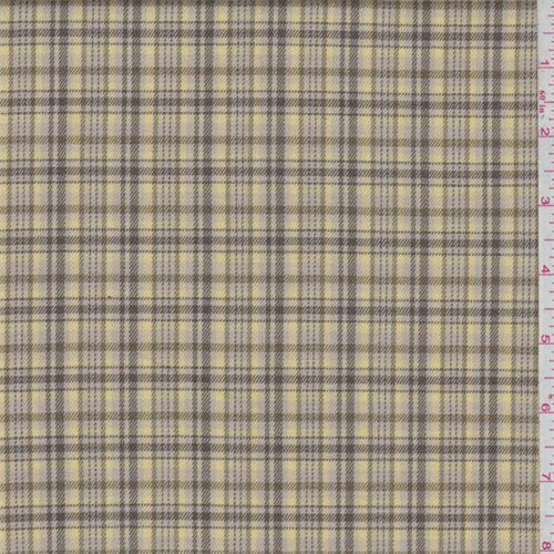 Beige/Brown/Yellow Mini Plaid Polyester Suiting