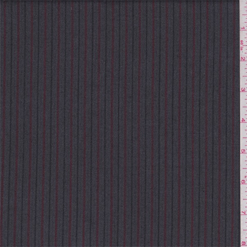 Charcoal/Black/Berry Herringbone Stripe Polyester Suiting