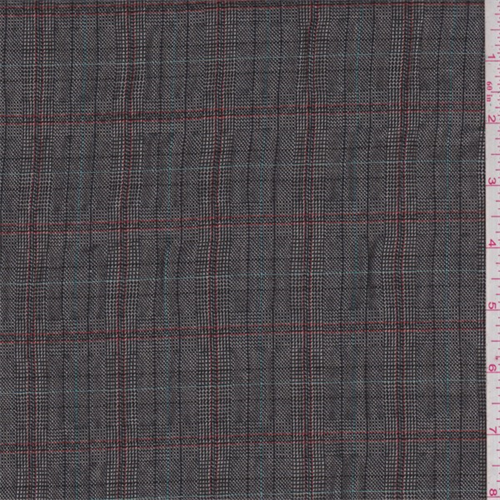 Black/Red Plaid Polyester Suiting