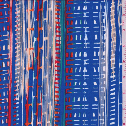 *2 1/2 YD PC--Sapphire Blue Multi Stripe Crepe