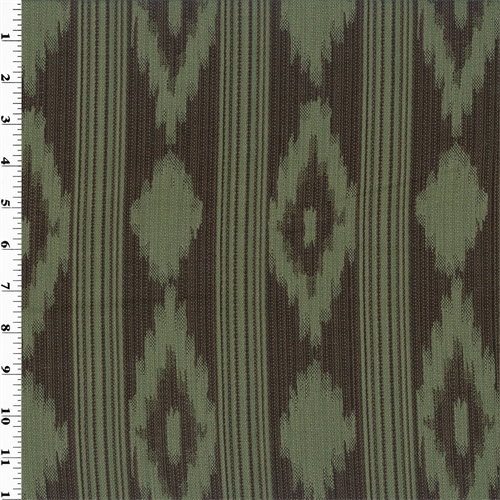 Brown/Teal Linen Blend Ikat Diamond Stripe Jacquard Home Decorating Fabric DFW51536