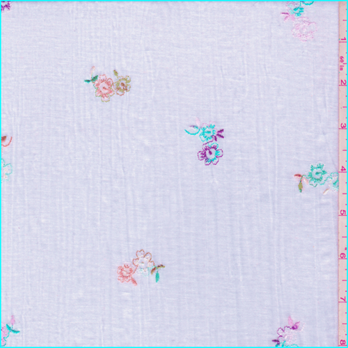 *3 1/2 YD PC--White Embroidered Floral T-Shirt Knit