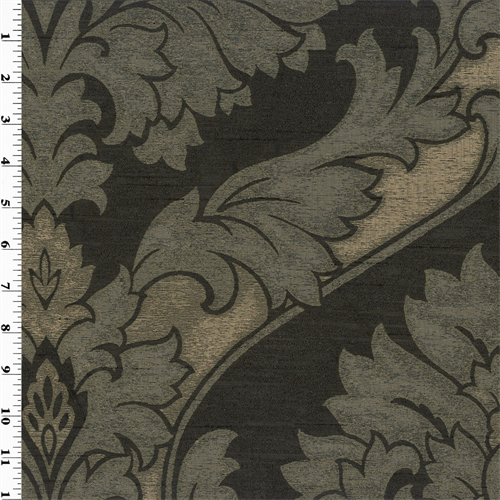 Black/Brown Ogee Damask Home Decorating Fabric DFW51676