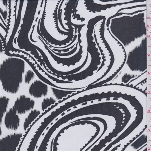Black/White Leopard Wave Chiffon