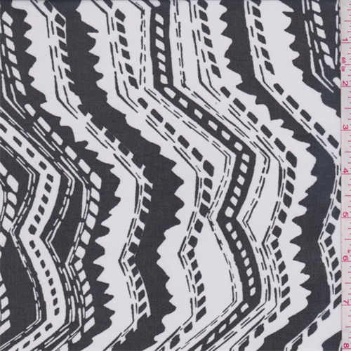 White/Black Zig Zag Chiffon