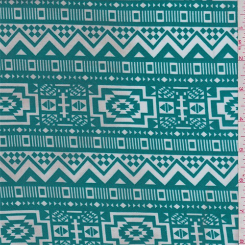 ITY Bright Jade Green Southwest Print Jersey Knit