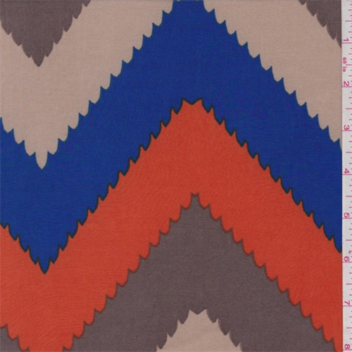 ITY Brown/Blue/Orange Wave Chevron Jersey Knit