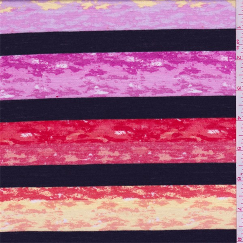 Yellow/Red/Pink Marble Stripe T-Shirt Knit