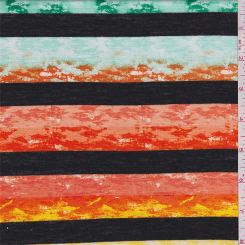 Orange/Yellow/Green Marble Stripe T-Shirt Knit