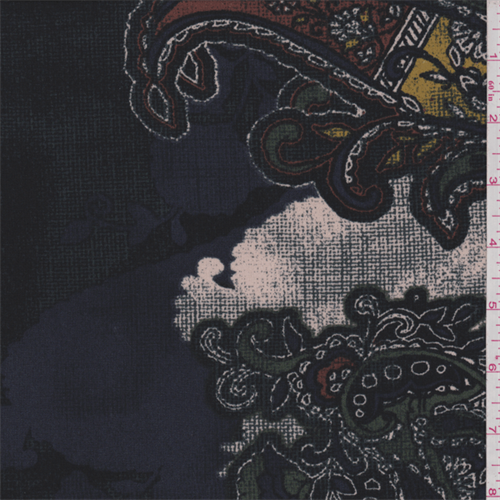 *3 1/8 YD PC--ITY Knit Forest/Blue Paisley