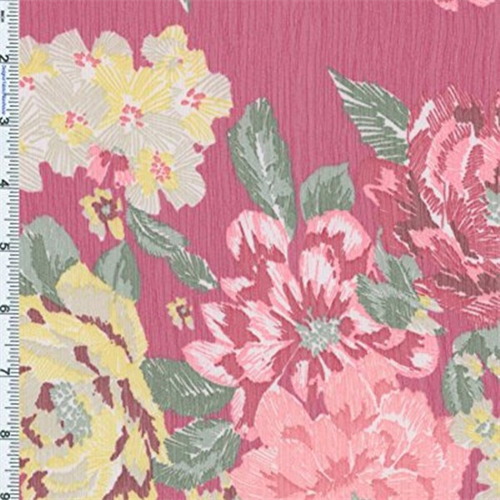 *5 YD PC--Pink/Yellow Floral Youryu Chiffon