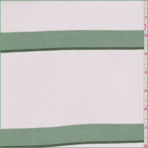 *3 YD PC--White/Sage Stripe Rayon Jersey Knit